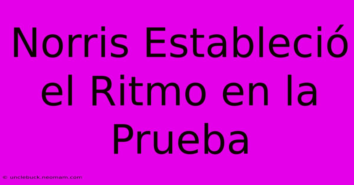 Norris Estableció El Ritmo En La Prueba