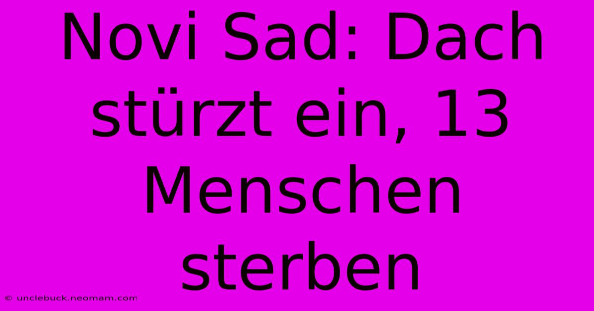 Novi Sad: Dach Stürzt Ein, 13 Menschen Sterben