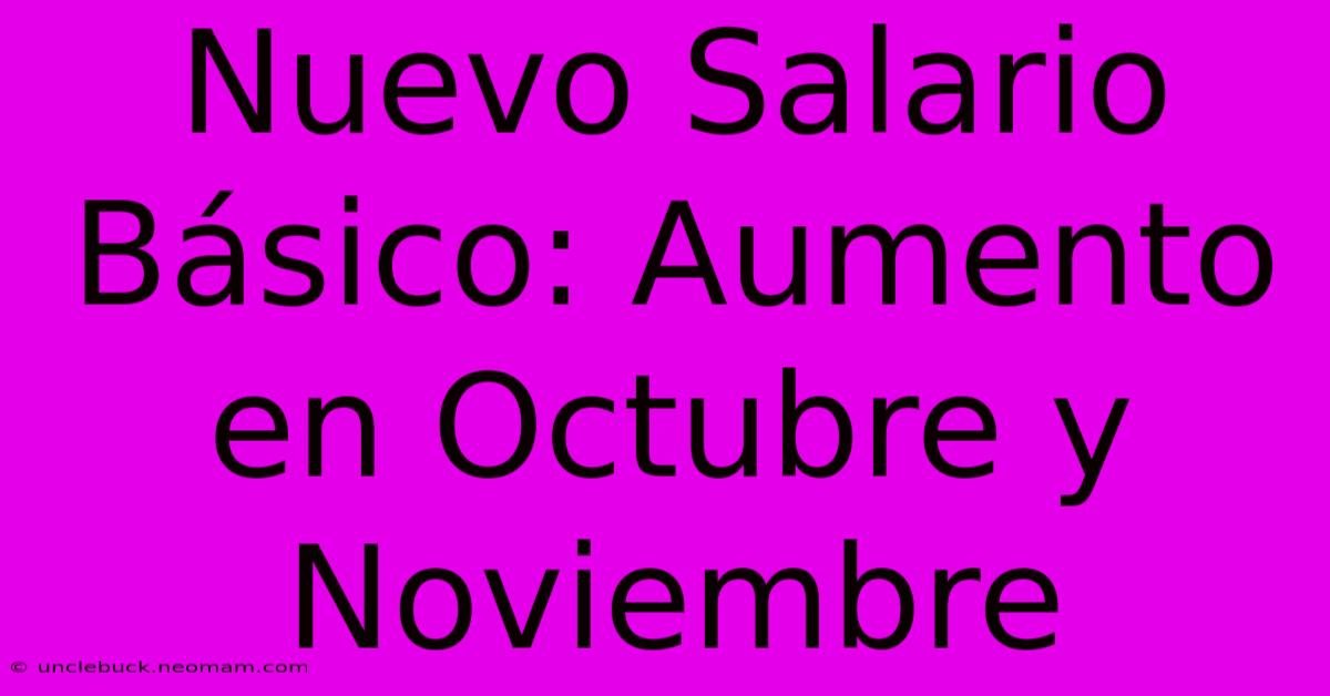 Nuevo Salario Básico: Aumento En Octubre Y Noviembre