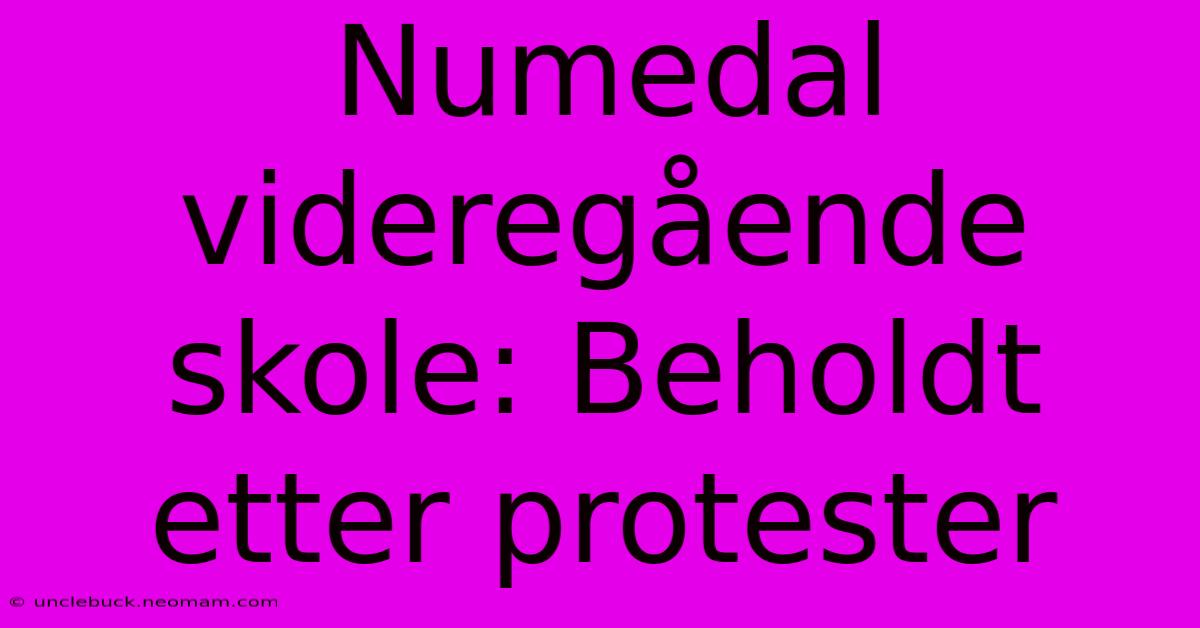 Numedal Videregående Skole: Beholdt Etter Protester