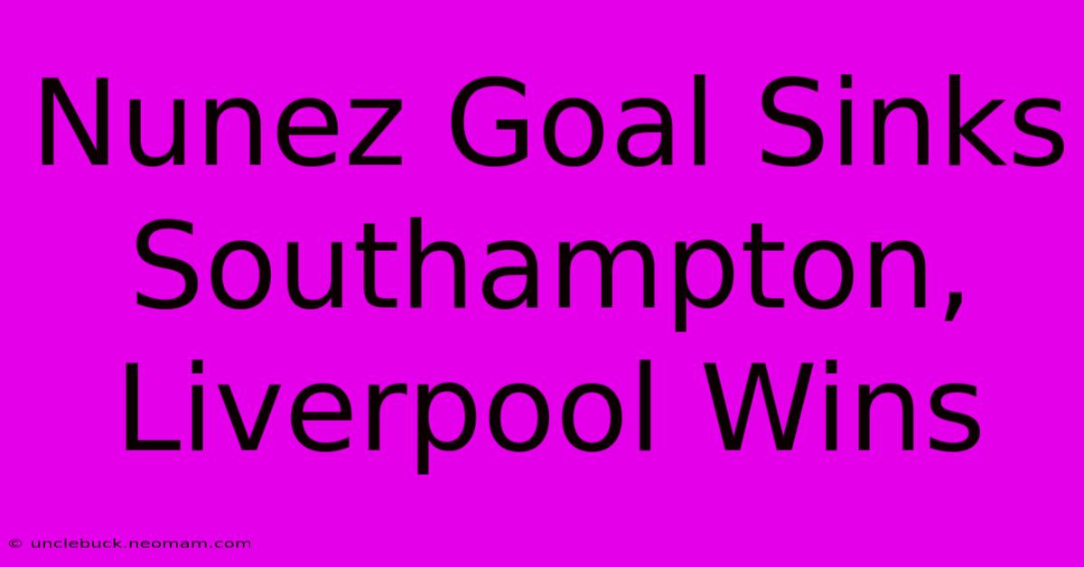 Nunez Goal Sinks Southampton, Liverpool Wins