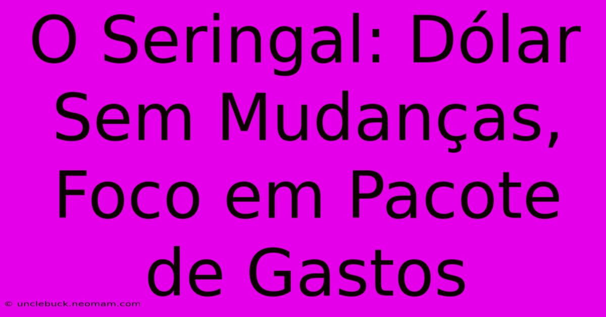 O Seringal: Dólar Sem Mudanças, Foco Em Pacote De Gastos 