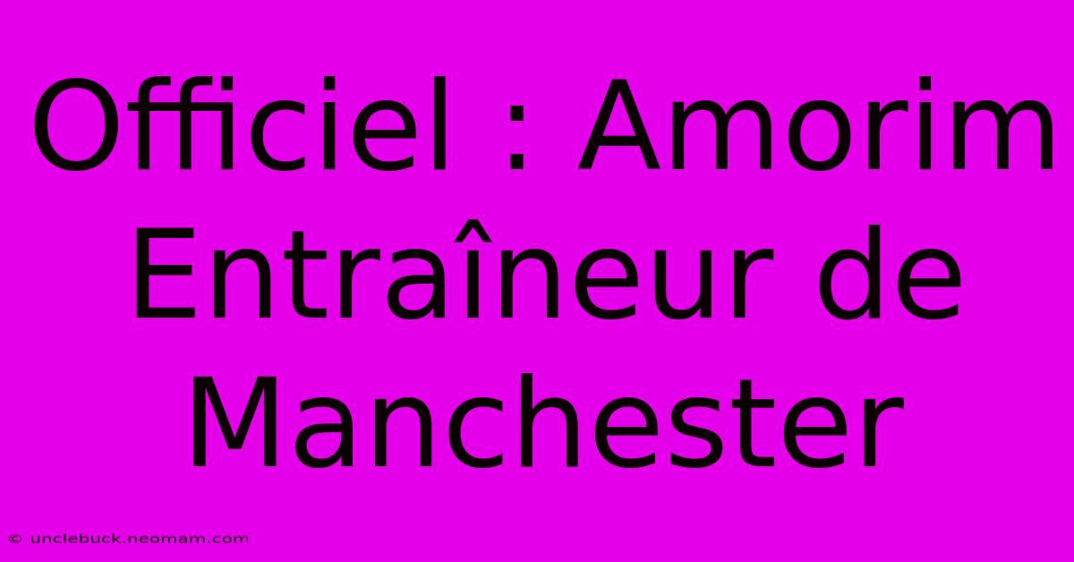 Officiel : Amorim Entraîneur De Manchester