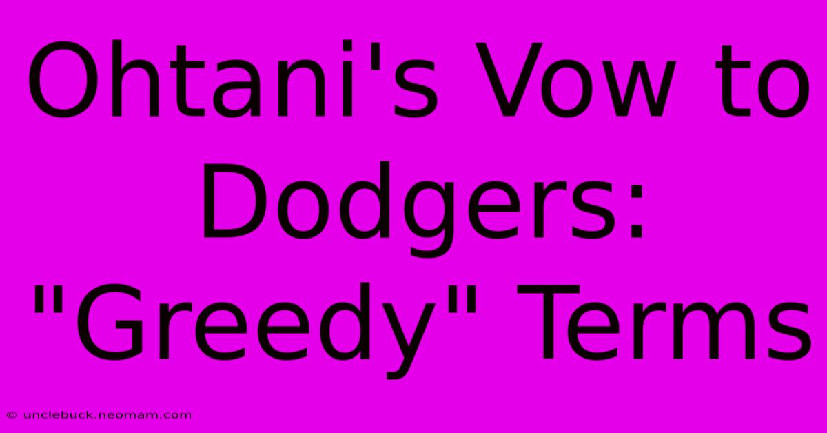 Ohtani's Vow To Dodgers: 