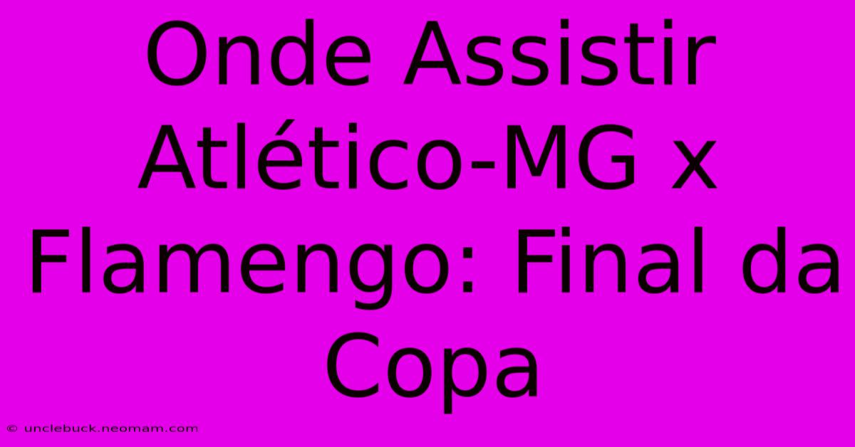 Onde Assistir Atlético-MG X Flamengo: Final Da Copa