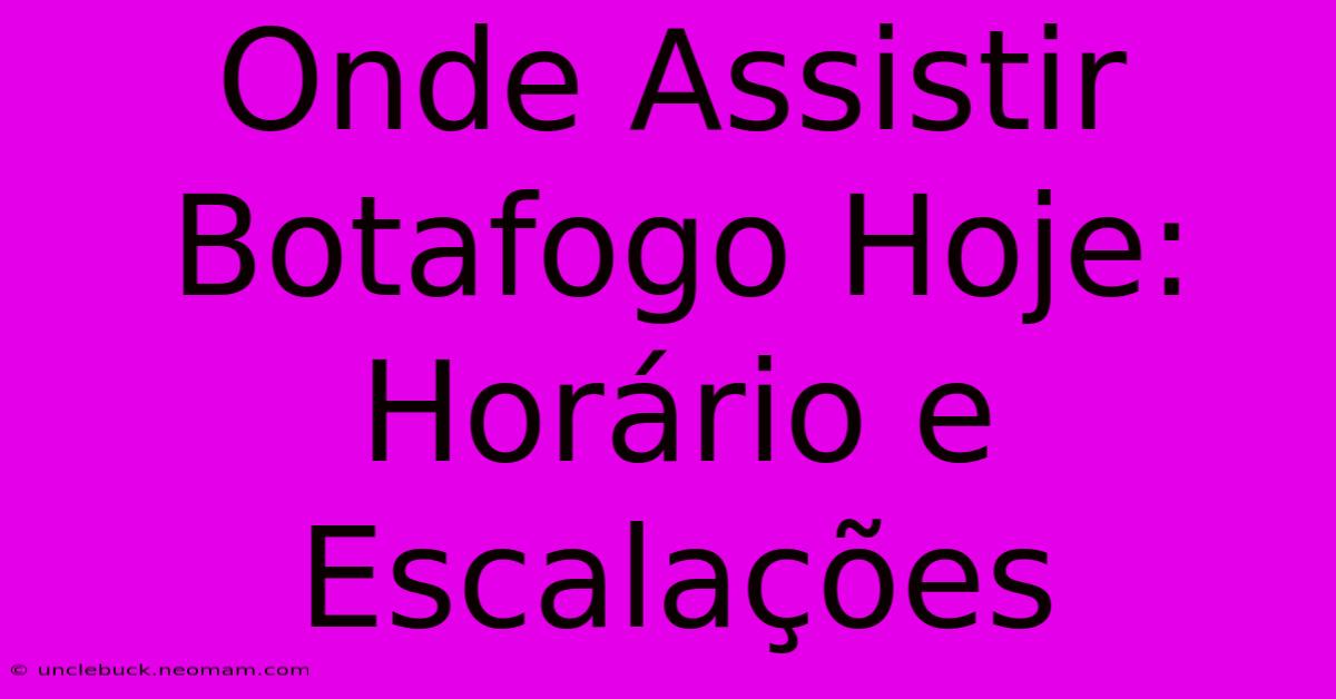 Onde Assistir Botafogo Hoje: Horário E Escalações