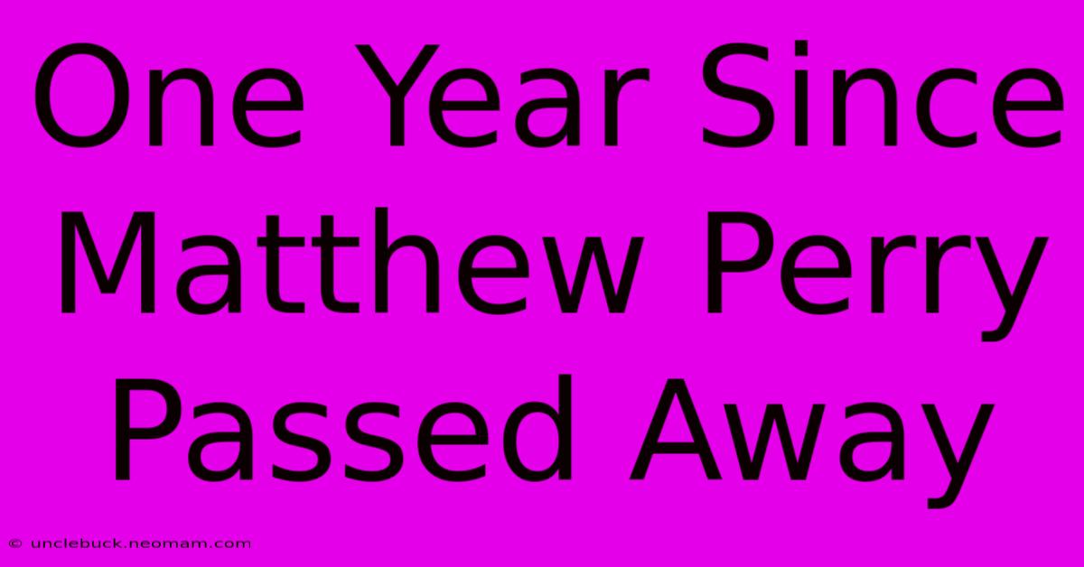 One Year Since Matthew Perry Passed Away