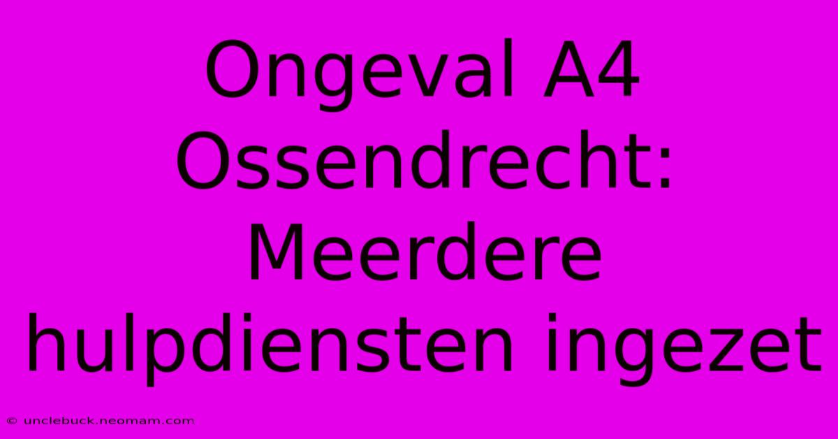 Ongeval A4 Ossendrecht: Meerdere Hulpdiensten Ingezet