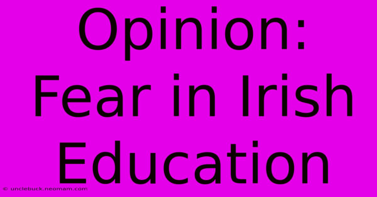 Opinion: Fear In Irish Education