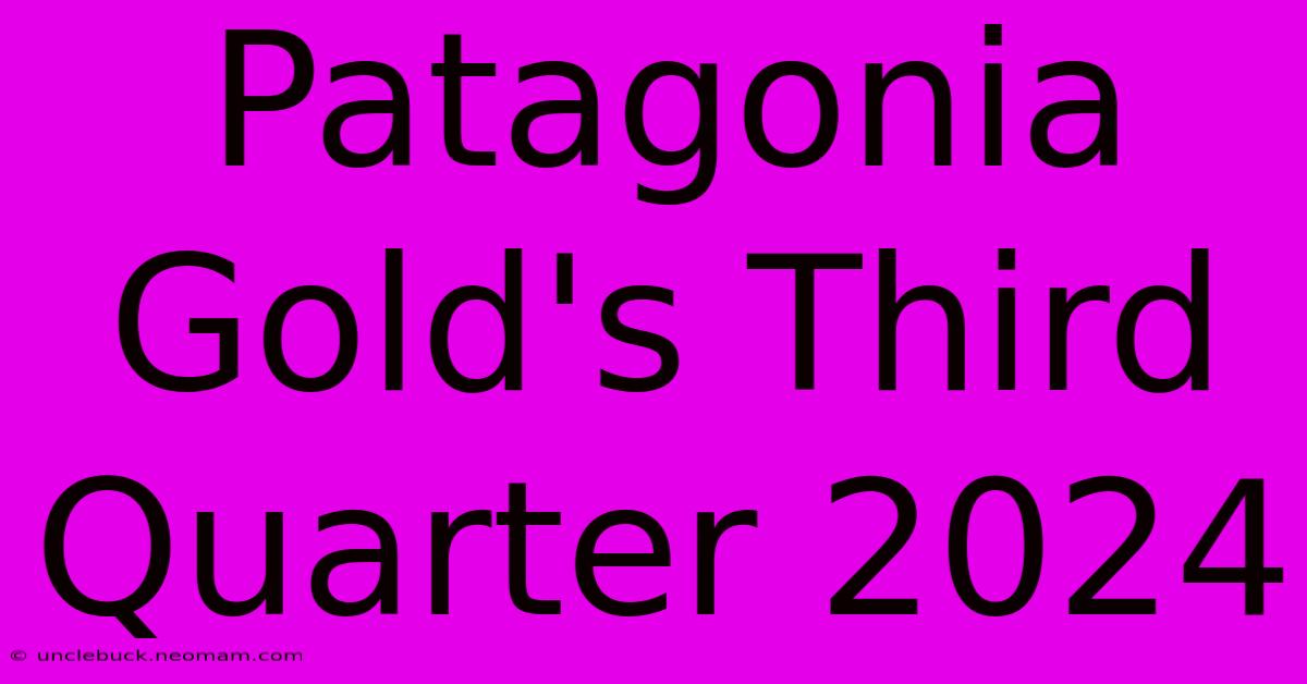 Patagonia Gold's Third Quarter 2024