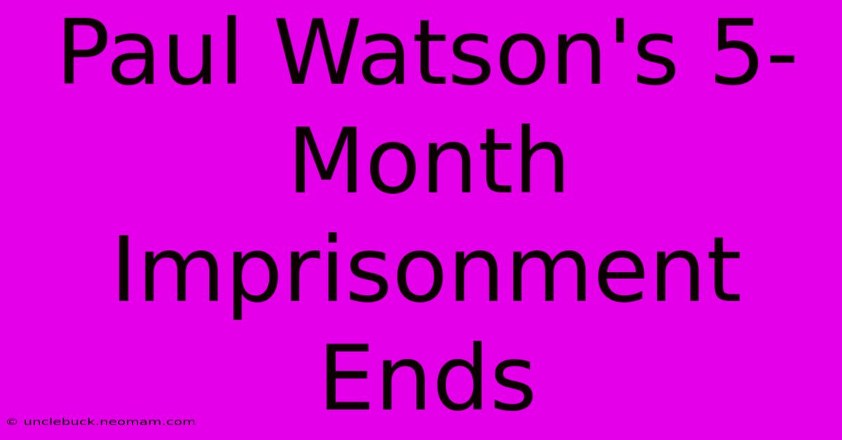 Paul Watson's 5-Month Imprisonment Ends