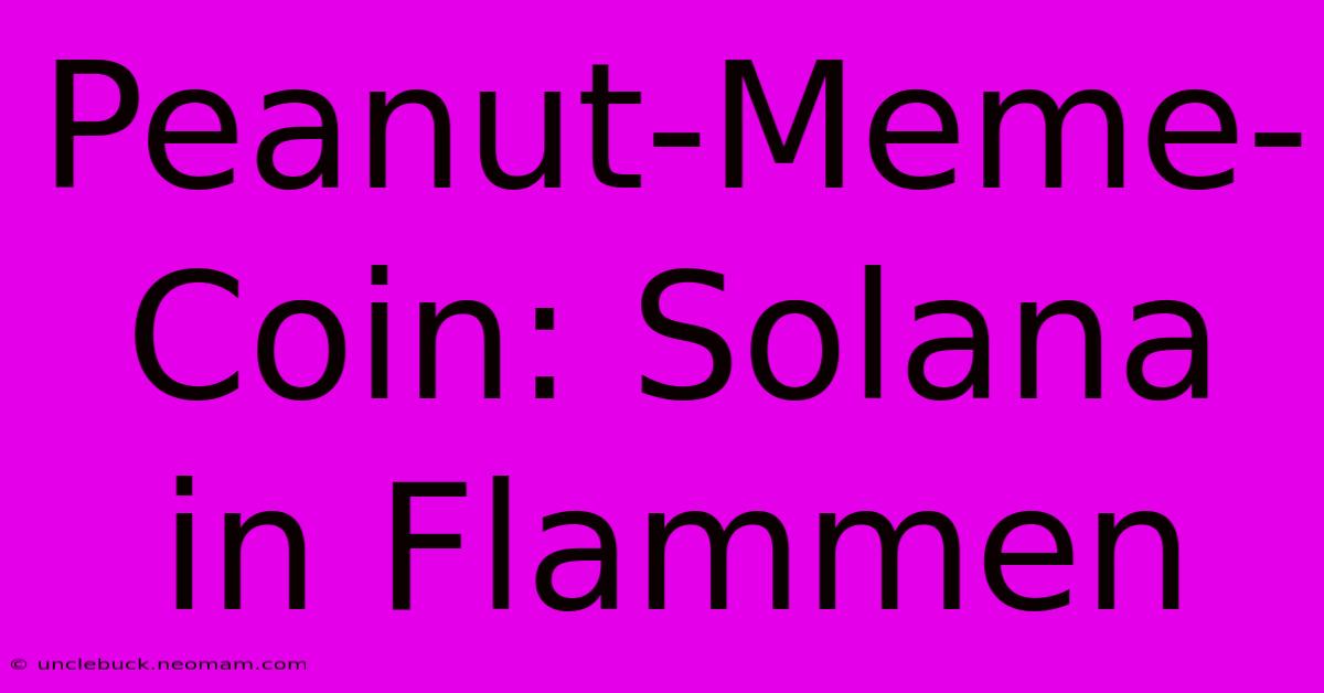 Peanut-Meme-Coin: Solana In Flammen