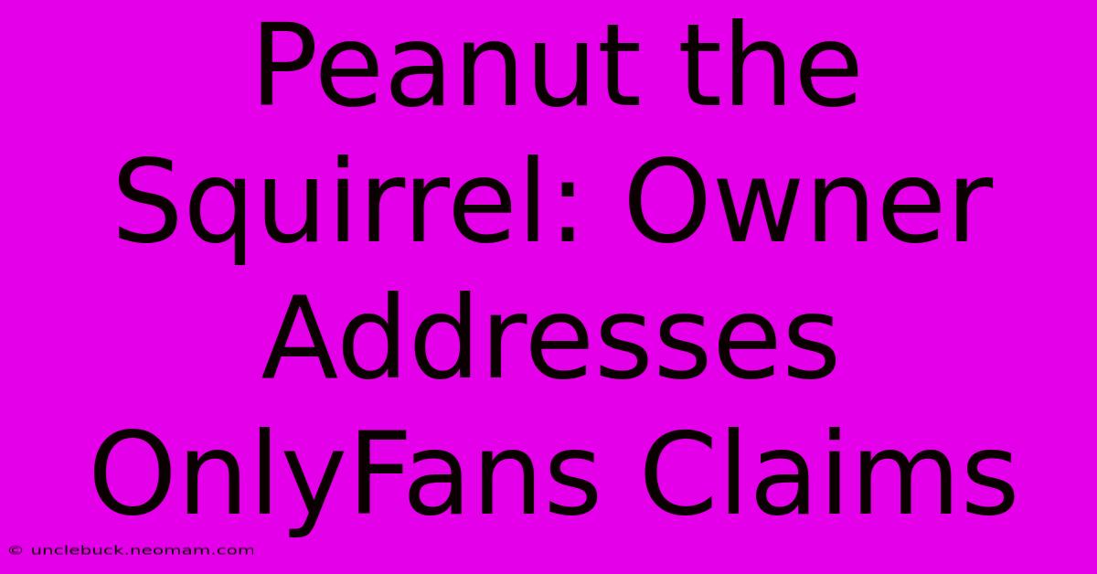 Peanut The Squirrel: Owner Addresses OnlyFans Claims