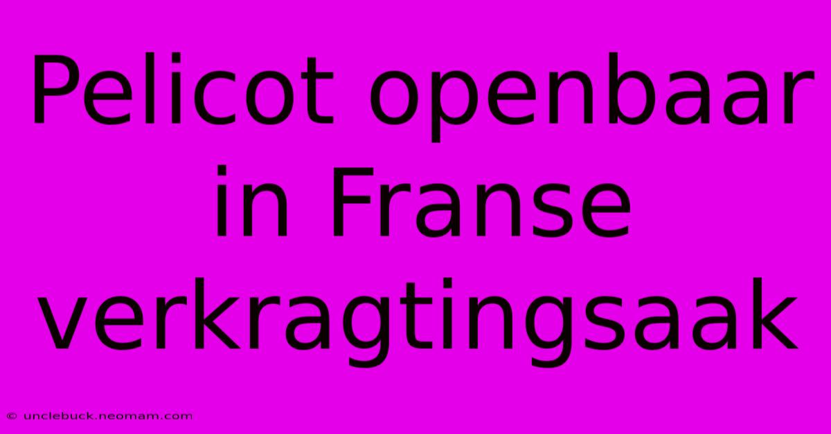 Pelicot Openbaar In Franse Verkragtingsaak