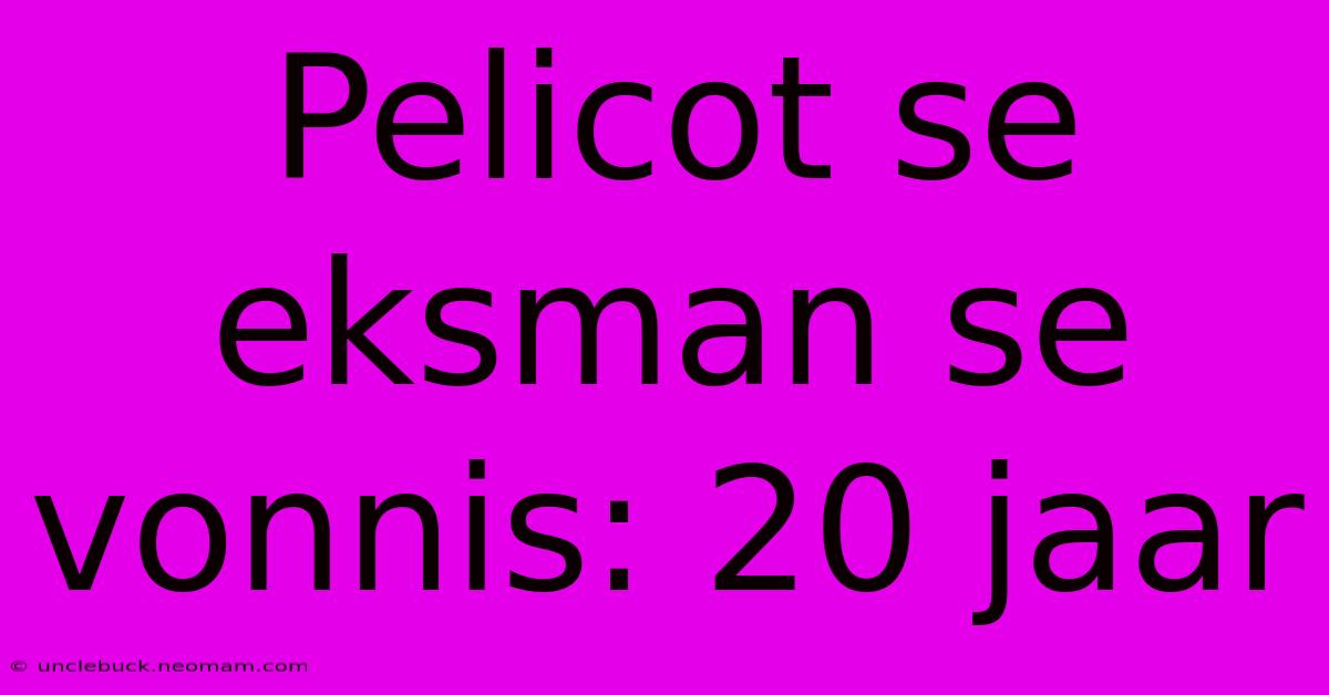 Pelicot Se Eksman Se Vonnis: 20 Jaar