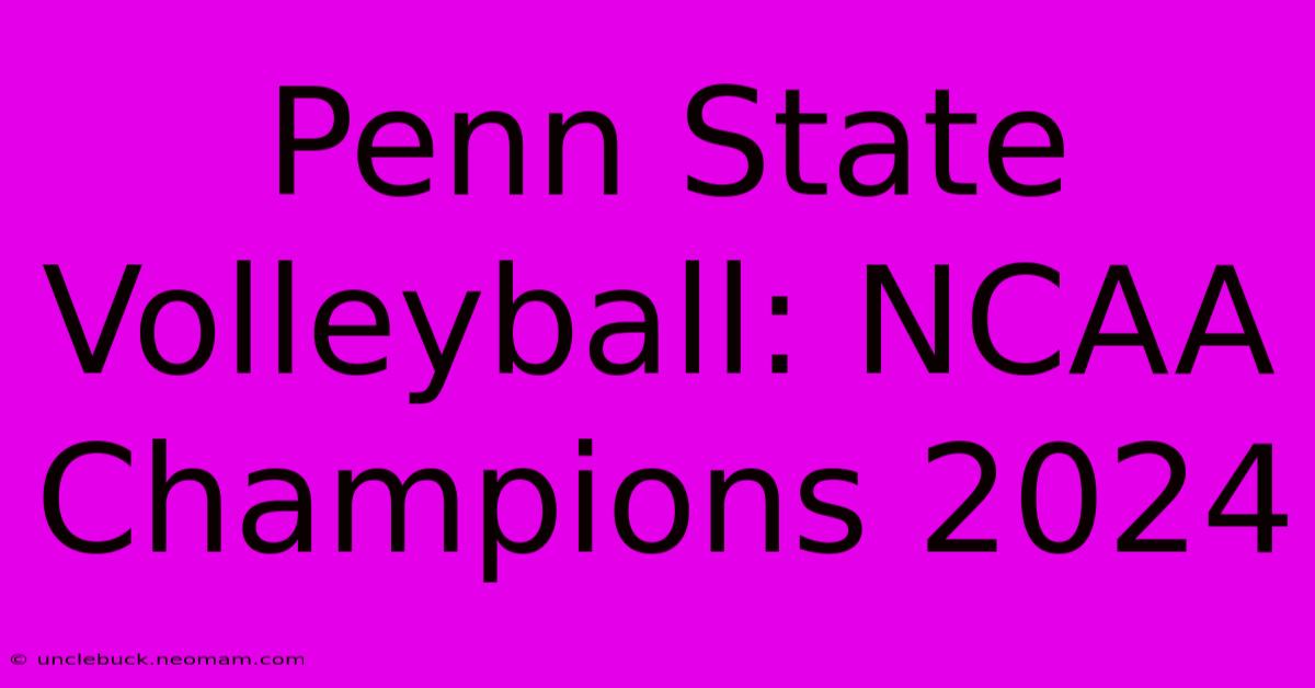 Penn State Volleyball: NCAA Champions 2024