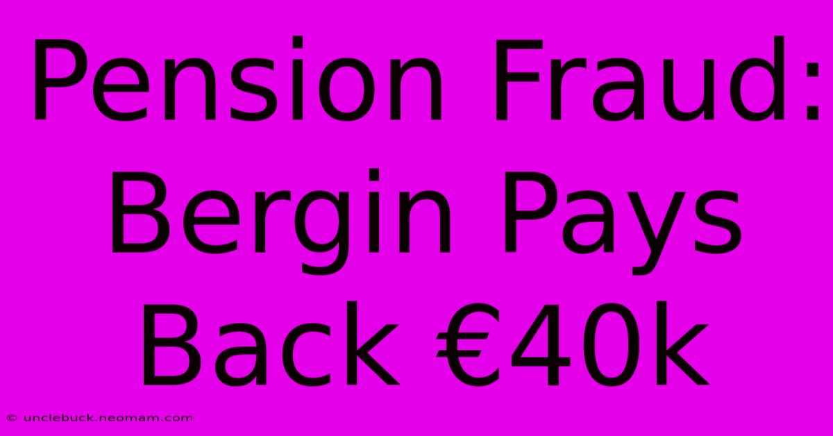 Pension Fraud: Bergin Pays Back €40k