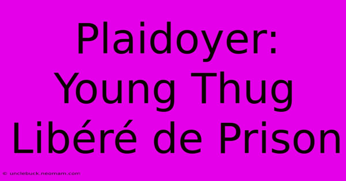 Plaidoyer: Young Thug Libéré De Prison