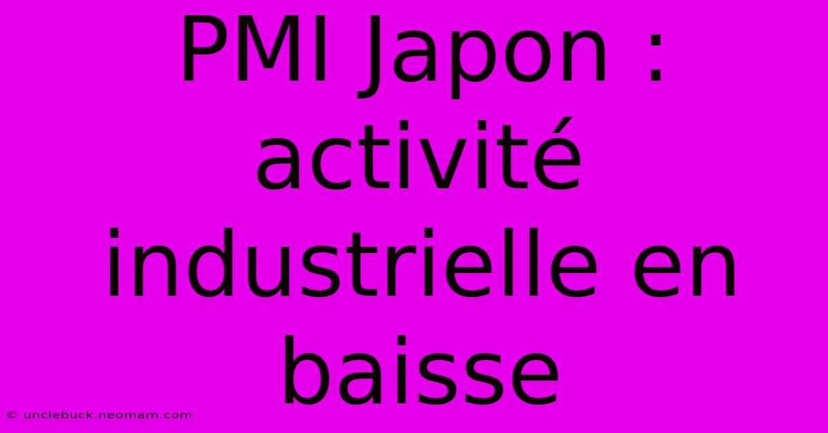 PMI Japon : Activité Industrielle En Baisse