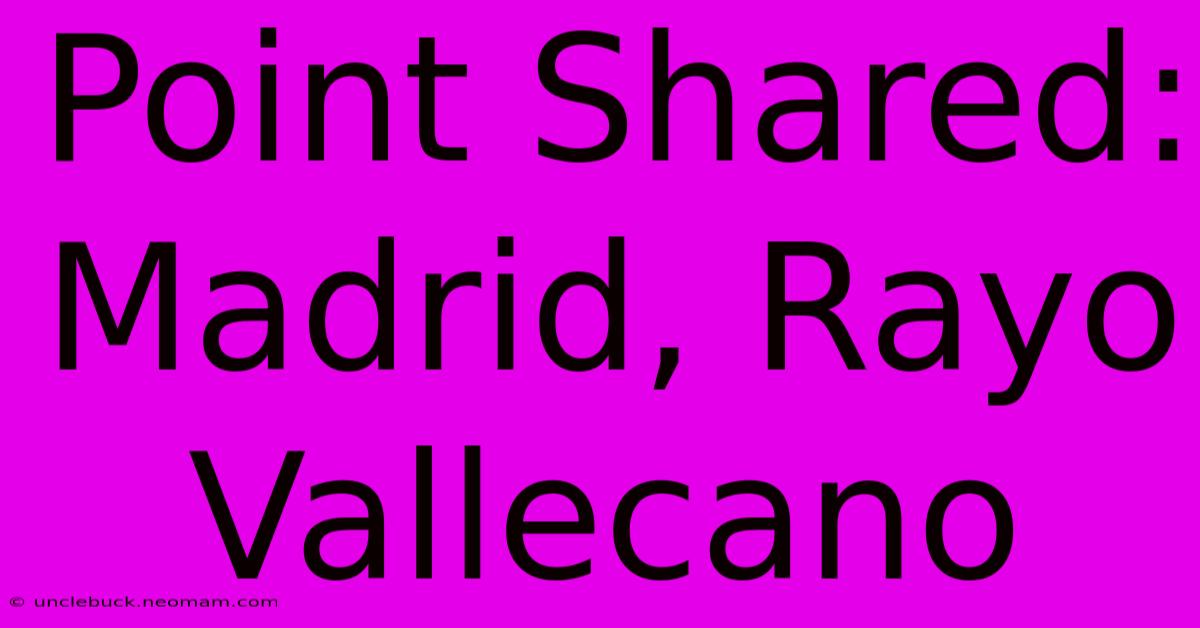 Point Shared: Madrid, Rayo Vallecano