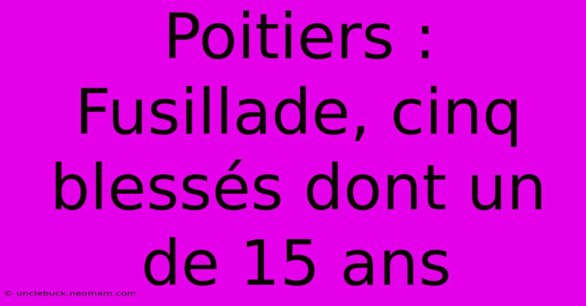 Poitiers : Fusillade, Cinq Blessés Dont Un De 15 Ans