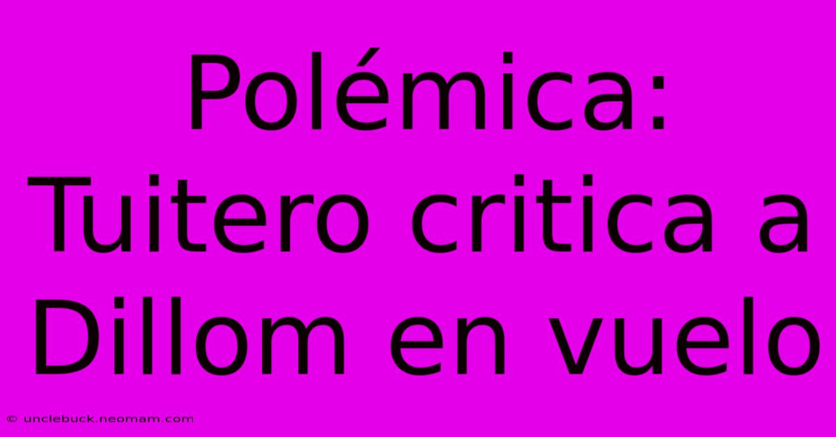 Polémica: Tuitero Critica A Dillom En Vuelo