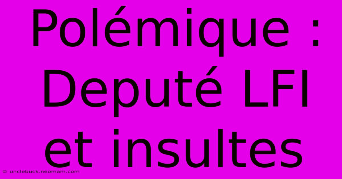 Polémique : Deputé LFI Et Insultes