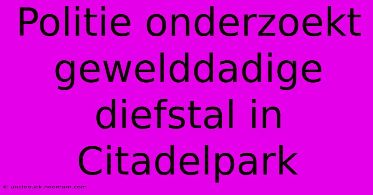 Politie Onderzoekt Gewelddadige Diefstal In Citadelpark