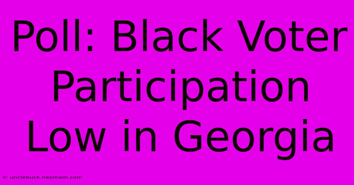 Poll: Black Voter Participation Low In Georgia