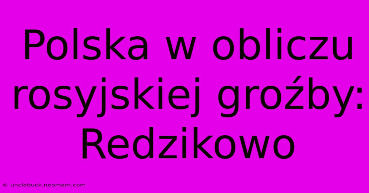 Polska W Obliczu Rosyjskiej Groźby: Redzikowo