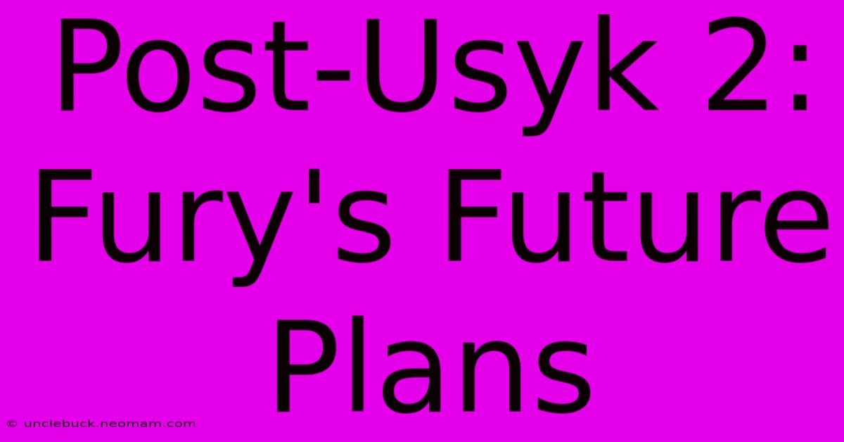 Post-Usyk 2: Fury's Future Plans