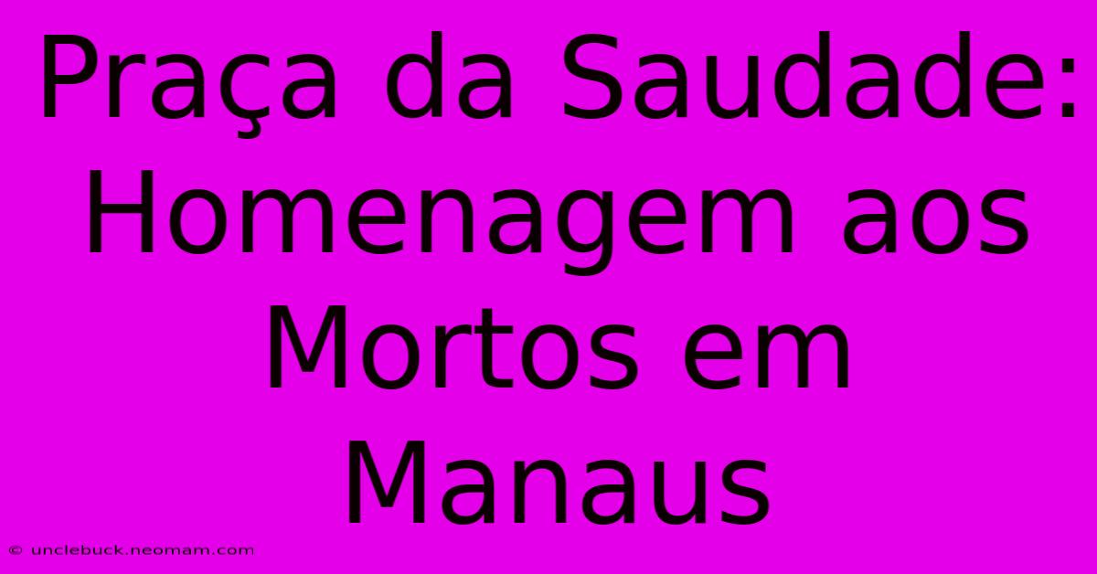 Praça Da Saudade: Homenagem Aos Mortos Em Manaus