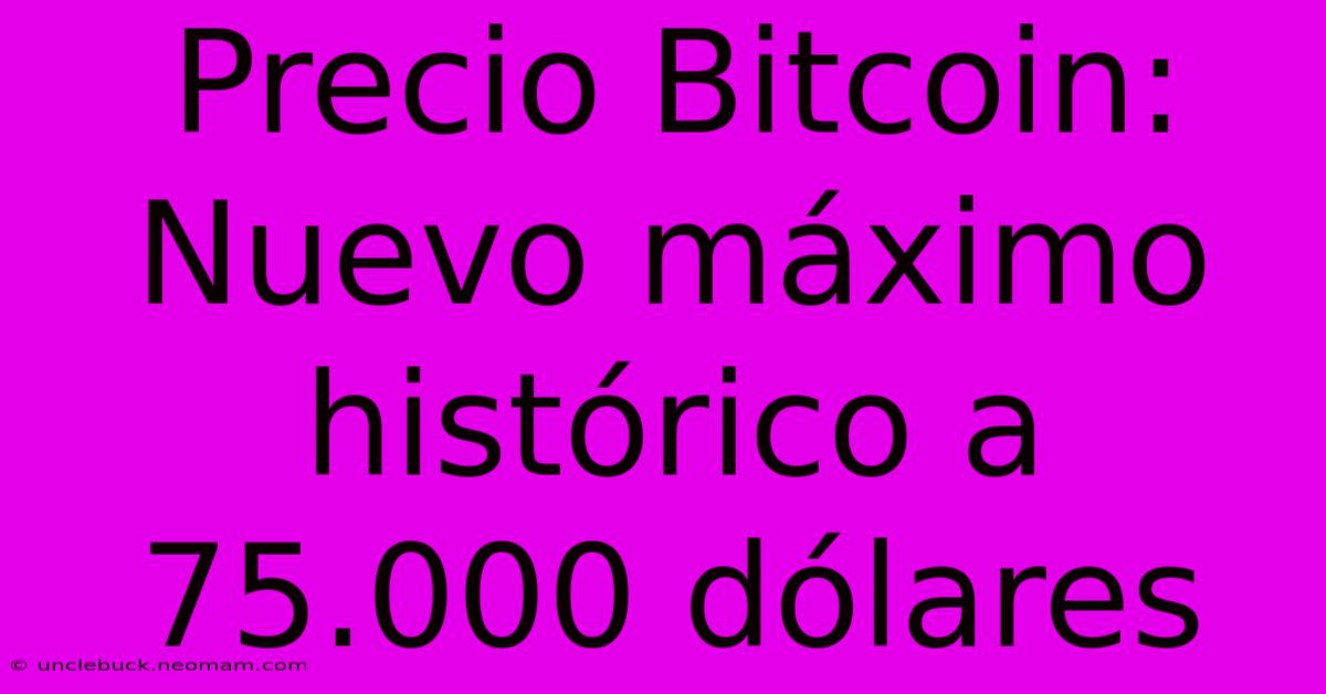 Precio Bitcoin: Nuevo Máximo Histórico A 75.000 Dólares