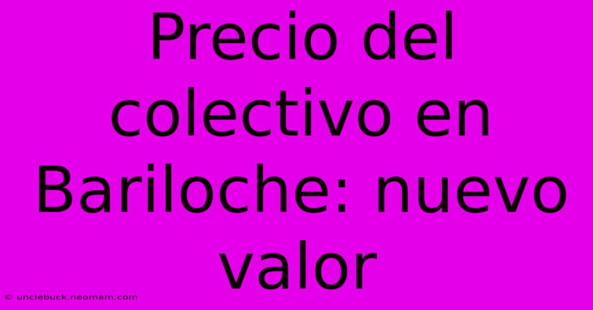 Precio Del Colectivo En Bariloche: Nuevo Valor