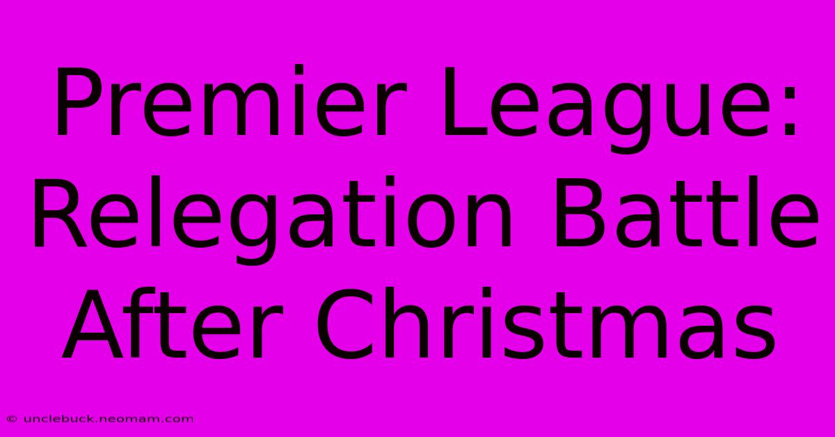 Premier League: Relegation Battle After Christmas