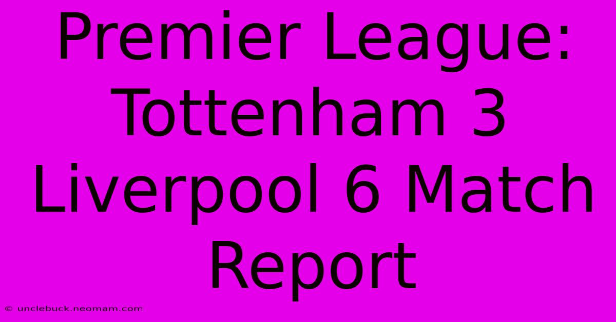 Premier League: Tottenham 3 Liverpool 6 Match Report