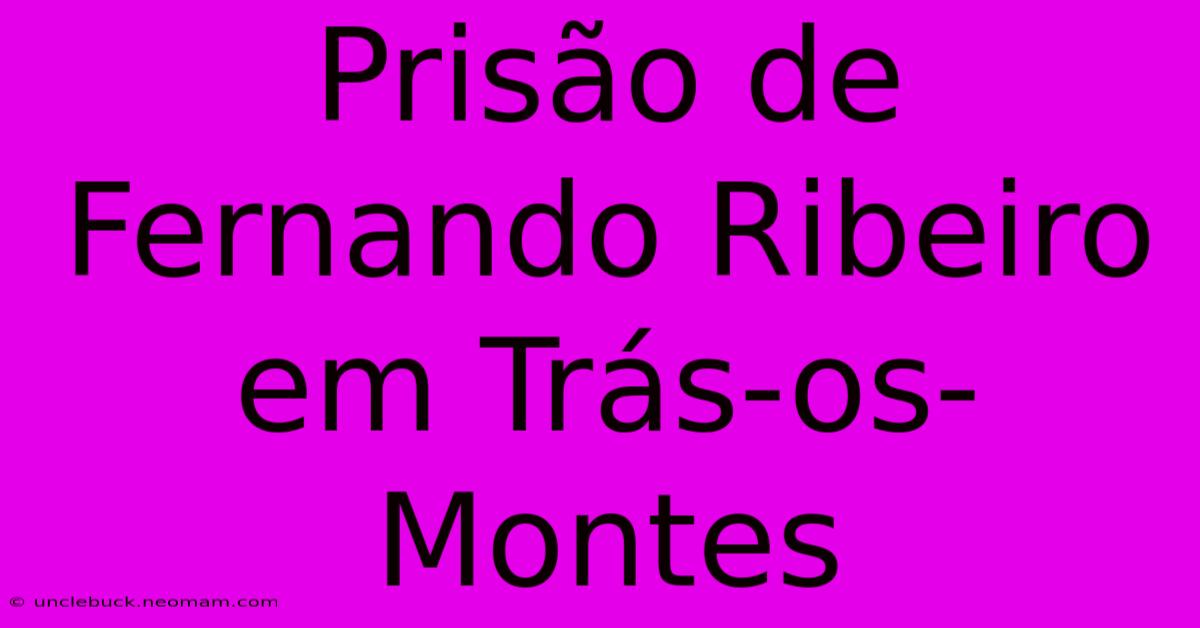 Prisão De Fernando Ribeiro Em Trás-os-Montes