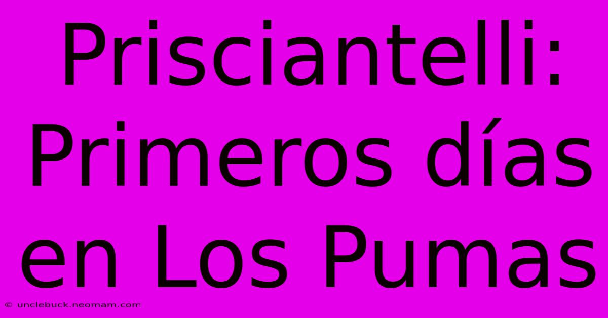 Prisciantelli: Primeros Días En Los Pumas