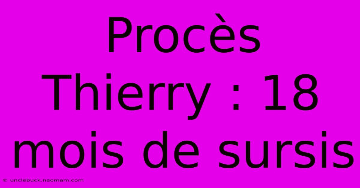 Procès Thierry : 18 Mois De Sursis 