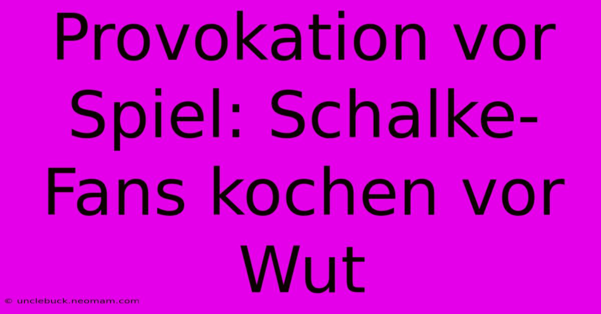 Provokation Vor Spiel: Schalke-Fans Kochen Vor Wut