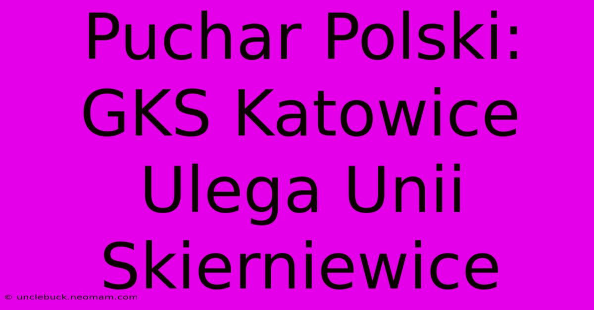 Puchar Polski: GKS Katowice Ulega Unii Skierniewice 