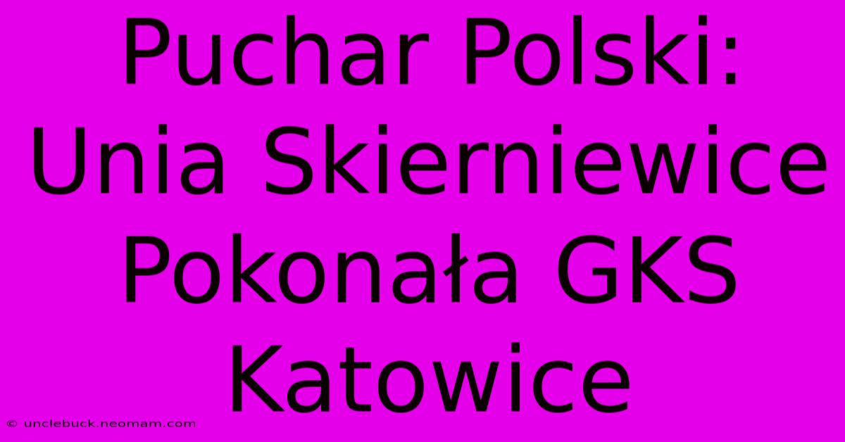 Puchar Polski: Unia Skierniewice Pokonała GKS Katowice