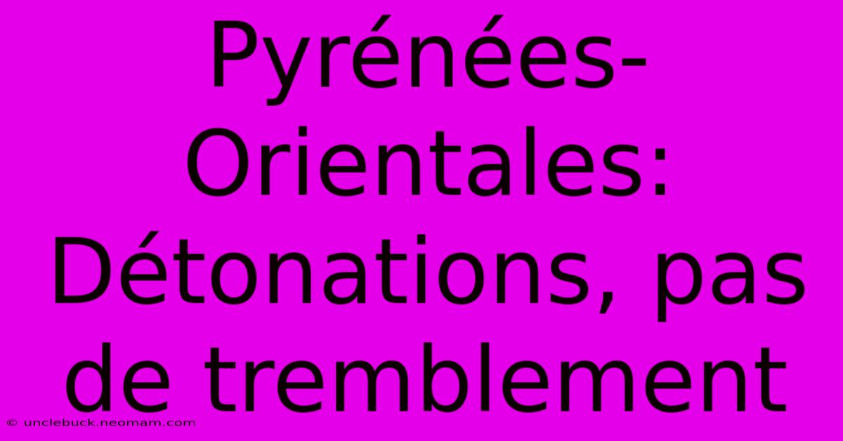 Pyrénées-Orientales: Détonations, Pas De Tremblement