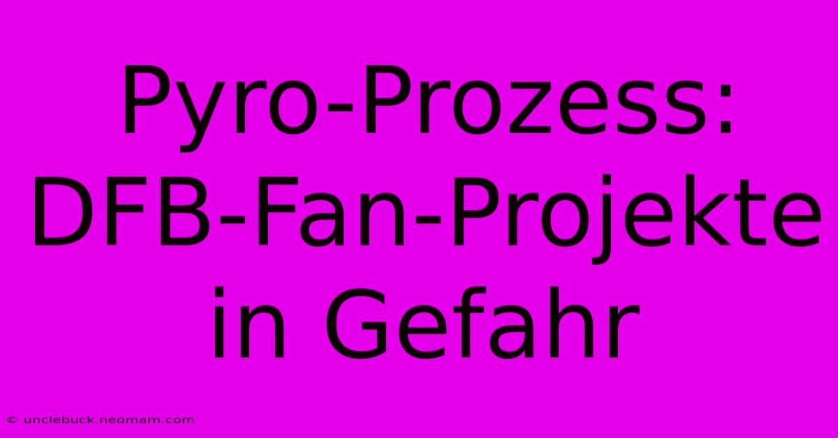 Pyro-Prozess: DFB-Fan-Projekte In Gefahr