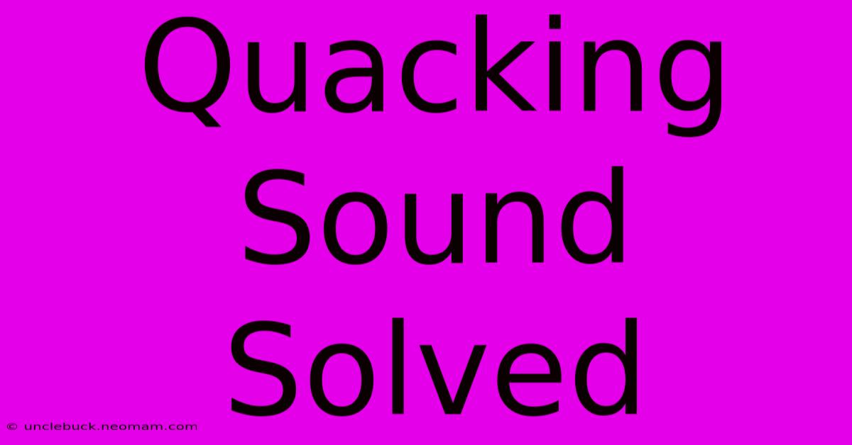 Quacking Sound Solved