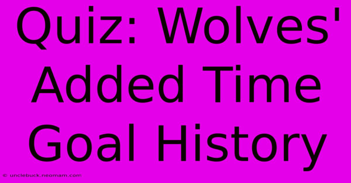 Quiz: Wolves' Added Time Goal History