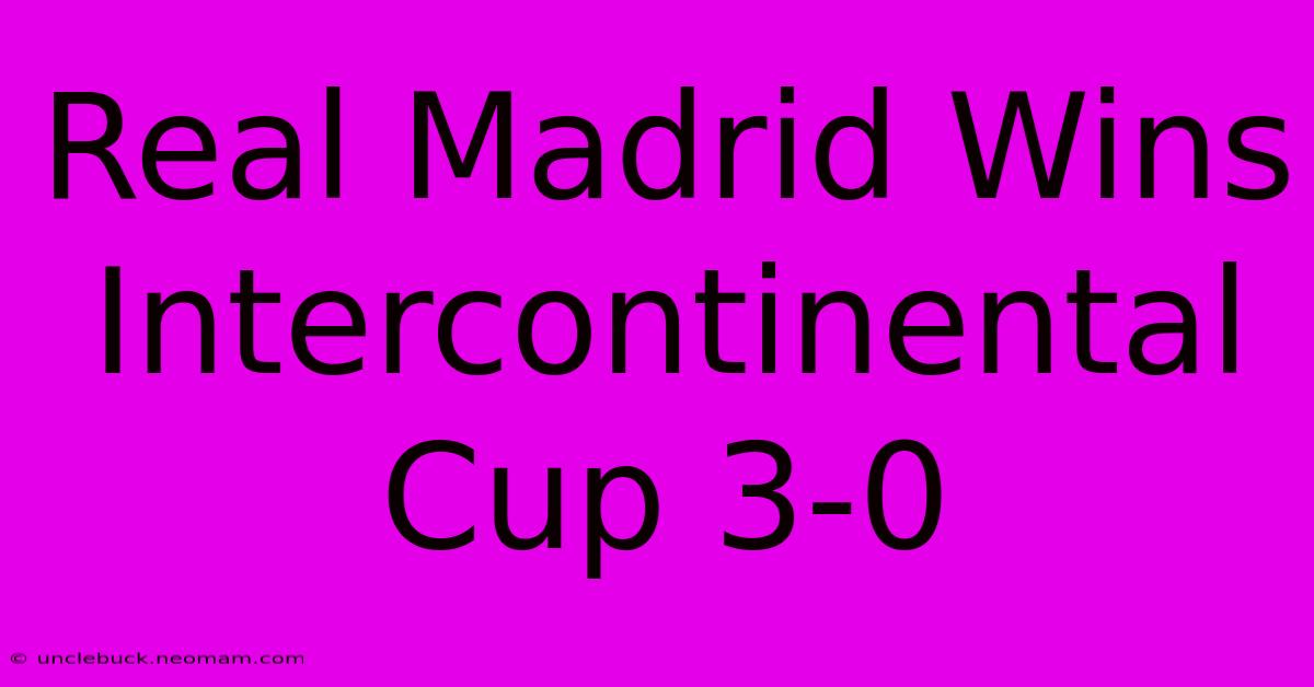 Real Madrid Wins Intercontinental Cup 3-0