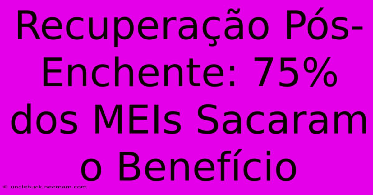 Recuperação Pós-Enchente: 75% Dos MEIs Sacaram O Benefício