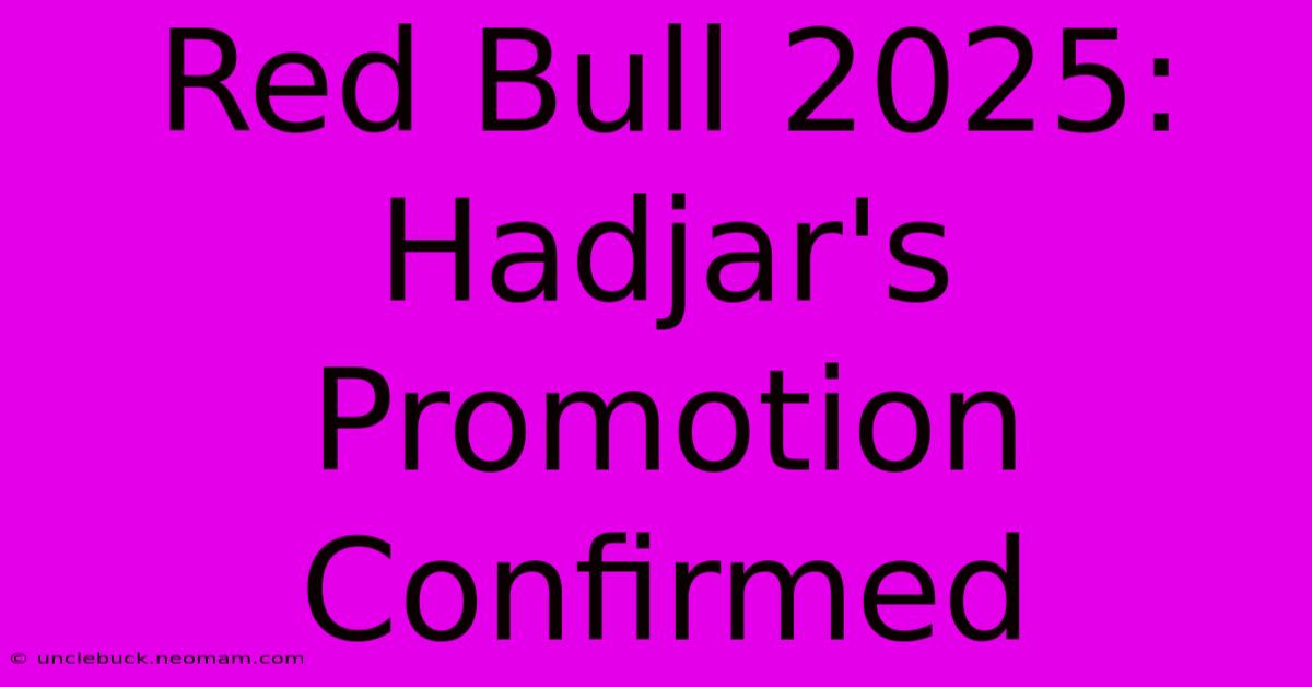 Red Bull 2025: Hadjar's Promotion Confirmed