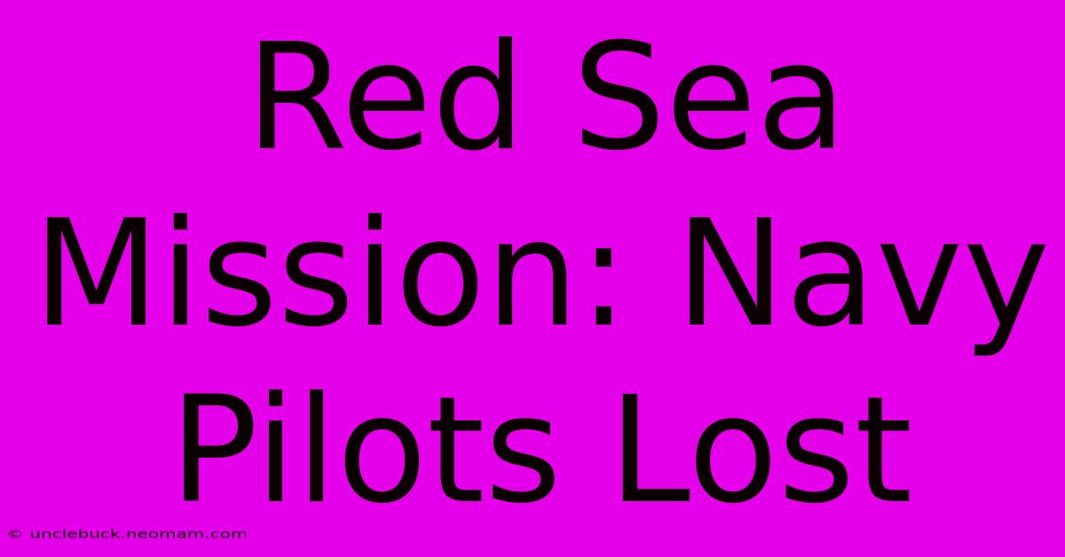 Red Sea Mission: Navy Pilots Lost